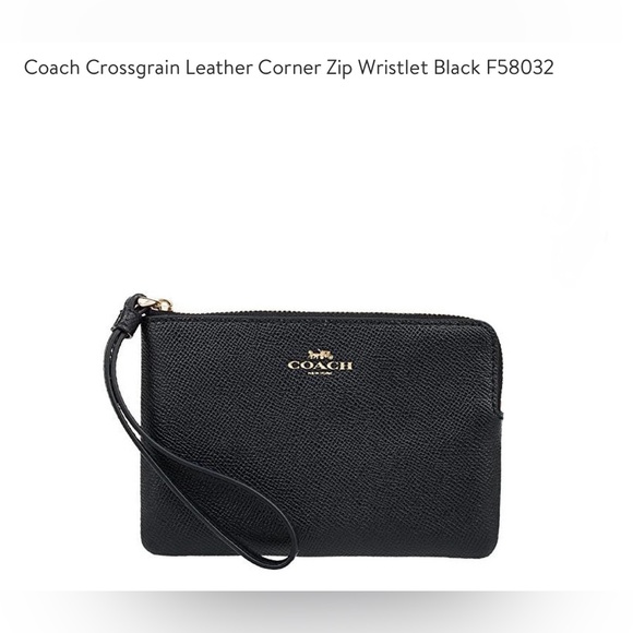 Coach Crossgrain Leather Corner Zip Wristlet Black F58032 BNWT - Picture 2 of 7